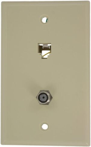 Leviton 40259-A Standard Telephone Wall Jack, 6P4C X F, Screw Terminal, Almond in Saudi Arabia