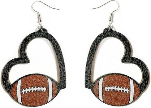 Sports Game Ball Football Basketball Wooden Leopard Print Tassel Drop Earrings for Women Holiday Round Baseball Soccer Volleyball Dangle Earrings Fans Players Jewelry in Saudi Arabia