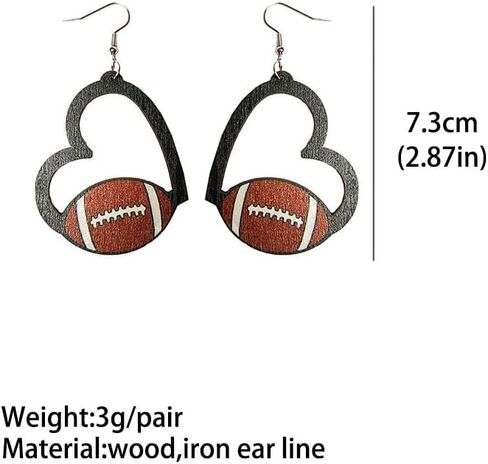 Sports Game Ball Football Basketball Wooden Leopard Print Tassel Drop Earrings for Women Holiday Round Baseball Soccer Volleyball Dangle Earrings Fans Players Jewelry in Saudi Arabia