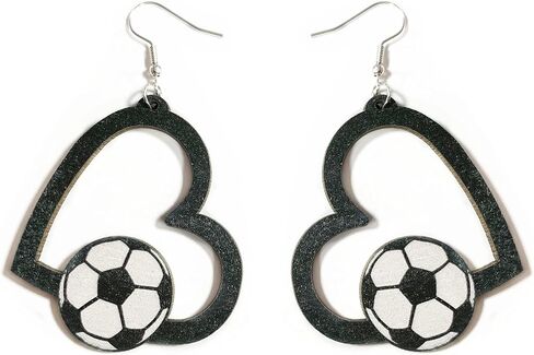 Sports Game Ball Football Basketball Wooden Leopard Print Tassel Drop Earrings for Women Holiday Round Baseball Soccer Volleyball Dangle Earrings Fans Players Jewelry in Saudi Arabia