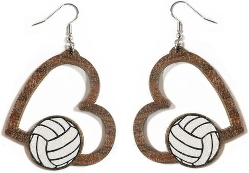 Sports Game Ball Football Basketball Wooden Leopard Print Tassel Drop Earrings for Women Holiday Round Baseball Soccer Volleyball Dangle Earrings Fans Players Jewelry in Saudi Arabia
