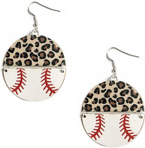 Sports Game Ball Football Basketball Wooden Leopard Print Tassel Drop Earrings for Women Holiday Round Baseball Soccer Volleyball Dangle Earrings Fans Players Jewelry in Saudi Arabia