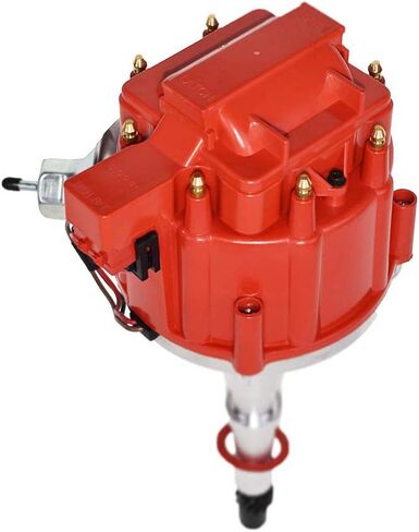 أداء الفريق - ملف HEI الكامل للموزع 65K - متوافق مع SBC/BBC Chevy AMC Jeep V8 304 360 390 401 غطاء أحمر للتركيب بسلك واحد in Saudi Arabia