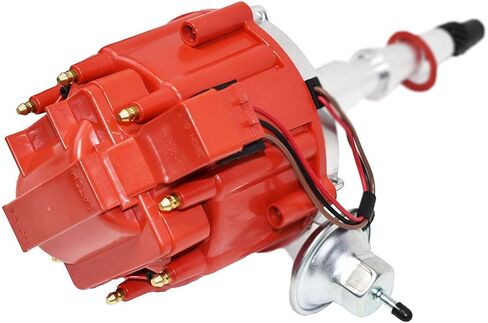 أداء الفريق - ملف HEI الكامل للموزع 65K - متوافق مع SBC/BBC Chevy AMC Jeep V8 304 360 390 401 غطاء أحمر للتركيب بسلك واحد in Saudi Arabia