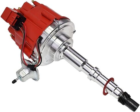 أداء الفريق - ملف HEI الكامل للموزع 65K - متوافق مع SBC/BBC Chevy AMC Jeep V8 304 360 390 401 غطاء أحمر للتركيب بسلك واحد in Saudi Arabia