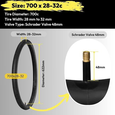 4 Pack Road Bike Tubes 700 x 23c 24c 25c 28c 30c 32c 35c 37c 38c 40c 42c 43c, 700c Bike Tire Tube (Presta/Schrader Valve) in Kuwait