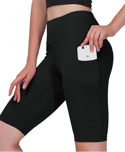 Women’s Athletic Shorts with Pockets High Waisted Workout Shorts Women Gym Tummy Control Bike Yoga Running Shorts in Saudi Arabia
