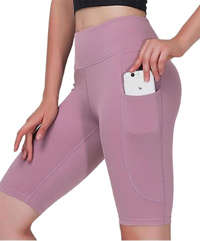 Women’s Athletic Shorts with Pockets High Waisted Workout Shorts Women Gym Tummy Control Bike Yoga Running Shorts in Saudi Arabia