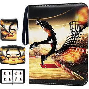 900 Cards Basketball Card Binder, 9-Pocket Card Collections Trading Card Binder 50 Pages Double-Sided Cards Holder with Zipper 3-Ring Card Album for Sports Basketball Card Sleeves Protectors