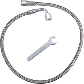 4AN Turbo Oil Feed Line 24" Turbo Feed Line Length,Braided AN4 90 Degree Straight Hose Universal for Car Durable Stainless Steel Silver Tone