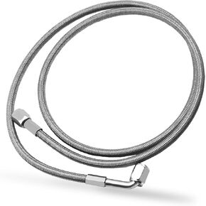 Steel Braided Turbo Oil Feed Line 48" Length 551867 4AN 90 Degree Straight Hose End Pressure Stainless Remote Turbocharger Sensor Teflon 4AN