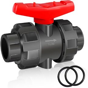 PVC Union Ball Valves, 1-1/2'' UPVC Full Flow Ball Valves Set, True Union Ball Valves Kit, Heavy Duty PVC Union Ball Valves with Slip Socket Full Port, for Various Water Control System