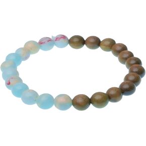 8mm Round Bead Elastic Bracelet, Unisex, Made Of Natural Shoushan Stone Material (Fish leap)