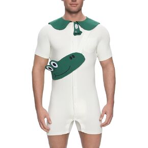Crocodile Onesie & Crossbody Bag Set Mens Bodysuit With Functional Bag for Everyday Fun