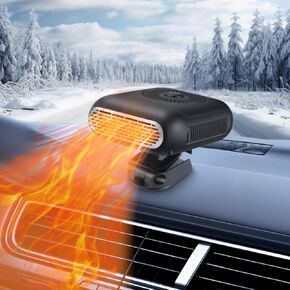12 V Car Heater, Portable Electronic Auto Fan Heater, 360° Free Adjustment, Quick Heating Defroster and Defogger, Black