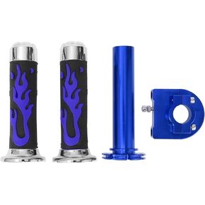 7/8" 22mm 15/16" 24mm Motorcycle Hand Grips Cover Kit Aluminum Alloy Rubber Handlebar Grips Blue 1 Set Flame Pattern