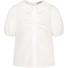 GRACE KARIN Teen Girls Shirt Solid Color Tee Short Sleeve Top Peter Pan Collar Blouse Gift Size 4-12