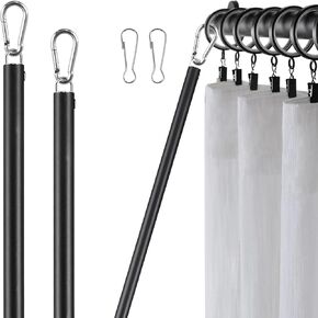 Curtain Pull Wand, Drapery Pull Rod for Curtains 2 Pack Adjustable 31inch to 46inch Extra Long Made of Steel Material Sponge Handle Black