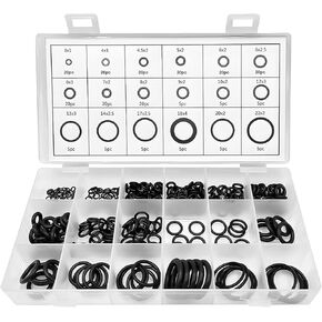 225 PCS Rubber O Ring Assortment Kit, O-Ring Sealing Repair Rubber Gasket Set, O-Ring Washers for Vehicle Repair Faucet Plumbing Air or Gas Connections, Car Accessories