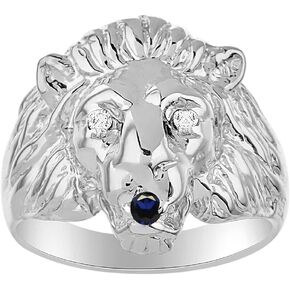 حلقة رأس الأسد Rylos مع حجارة اللون في Eyes & Diamond في الفم-مصممة ممتعة بأحجام 8-13 في الفضة الاسترليني