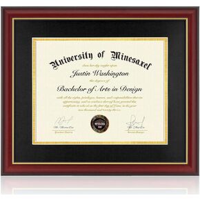 11x14 Diploma Frame with 8.5 x 11 Opening Black Mat, Display 8.5x11 Degree Certificate Document, Wall Mount or Tabletop Display(Cherry Red,2 Pack)