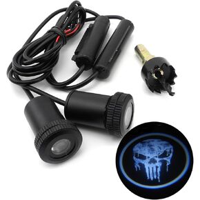 بارد الشاحب الشاحب شبح الشيطان الأزرق عن باب السيارة LED جهاز الإسقاط الإضاءة مجاملة شعار Light Shadow Ghost Laser Lamp لجميع السيارات (2pcs)