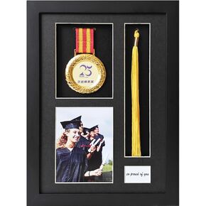 علبة عرض إطار التخرج ، إطار صورة التخرج ، 2025 إطار التخرج ، 12.6 "× 9.2" الخشب الصلب HD Glass Tassel Photo Frame ، من أجل ، الصورة ، التوقيع ، شاشة الجدار والطاولة (أسود)