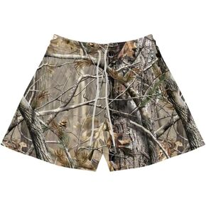 Men's Real Tree Print Mesh Shorts Lightweight Breathable Quick-Dry Running Gym Shorts for Outdoor Casual Wear
