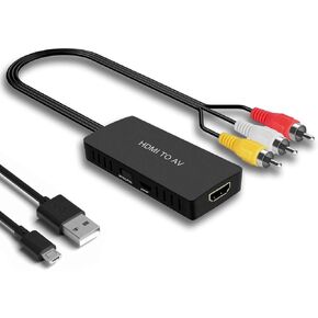 HDMI to RCA Converter HDMI to AV Adapter Compatible for Apple TV, Xiaomi Mi Box, Android TV Box, Roku, Fire Stick, DVD, Blu-ray Player ect. Supports PAL/NTSC