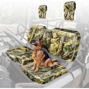 BORDAN UTV Waterproof Seat Cover for 2002-2008 Polaris Ranger 500 700 800(Front Seat Only), Heavy Duty 1680D Split Bench Seats Cover for UTV Full Protection Outdoor Camo(4 PCS)