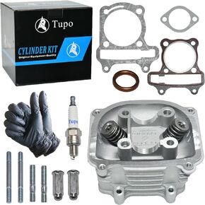 Tupo 125cc-150cc Top End Cylinder Head Kit Compatible with Valves set for GY6 4 Stroke 157QMJ 152QMI Jonway, Jmstar, Roketa, Sunl, Tank, Peace, Taotao ATV Moped Go Kart (Non EGR Type)