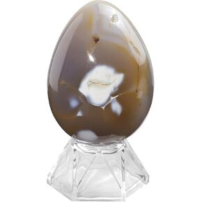 Sportmusies Natural Orca Agate Stone Egg Figurine Home Office Easter Decoration, Reiki Healing Crystal for Yoga Meditation, 2.55-3.26 inches
