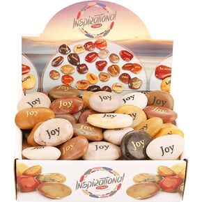Rockimpact 50pcs Joy Joy Stone Rocks Inspirational Stones Stones Stones Gift Zen Chakra Rock Palm Palm Goket Stone Stone Rocks Rocks بالجملة السائبة الصخور ، 2 "-3"