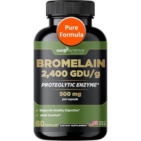 Gade Nutrition Bromelain Supplement in Capsules | Bromelain 2,400 GDU/g - 500mg per Capsule - Digestive Enzymes & Joint Support Supplement – Proteolytic Enzymes for Digestion, Fresh Pineapple Source