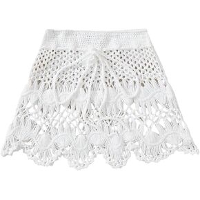 Milumia Girl's Hollow Out Swimwear Cover Up Skirt Summer Knitted Beach Skirts