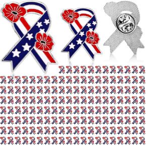 Tondiamo Memorial Day Poppy Flower Brooch Pins Remembrance Day Poppy Pins USA Flag Lapel Brooch