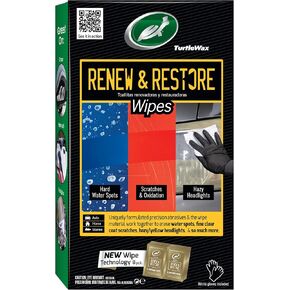 Turtle Wax 54349 Renew and Restore Wipes, Car Paint Scratch Removal, Works on Water Spots, Headlight Oxidation, Glass, Metal and More, Pack of 8 Wipes