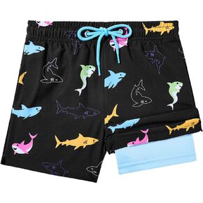 Century Star Boys Swim Trunks Shorts with Compression Liner Pockets Quick Dry Toddlers Bathing Suit for Big Kids Swimwear