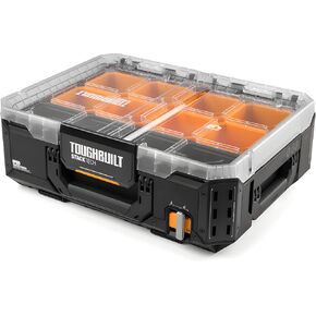 ToughBuilt Heavy Duty Storage Organizer, Portable Tool Box Case, StackTech, Black