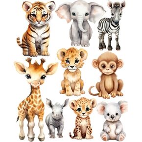 Large Safari Cutouts with Stand, 12inch Safari Birthday Decorations, Jungle Party Decorations, Zoo Animal Birthday Party Supplies Cardboard Cutout Prop | 9PCS Stand Up Prop