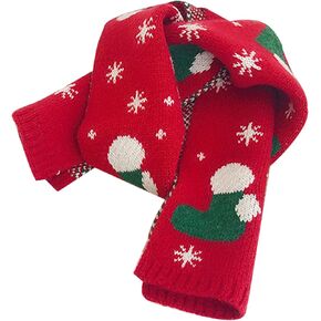 U Scinan Kids Christmas Scarf Winter Warm Knitted Scarf Socks Tree Reindeer Snowflake Neck Wrap for 1-10 Yeas Boys Girls