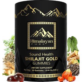Pure Himalayan Shilajit Gummies Gold I Lab اختبرت أنني لا أضيف السكر I Ashwagandha ، Gokshura | حمض الفولفيك و 85+ المعادن التتبع I للرجال ، النساء أنا غير المعدلة وراثيا أنا 100 ٪ طبيعية وعضوية أنا 60 غلي