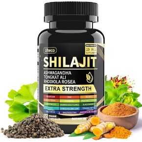 Shilajit Supplement with Sea Moss, Ashwagandha, Tongkat Ali - Shilajit Pure Himalayan Organic Fulvic Acid Capsules - 90 Count