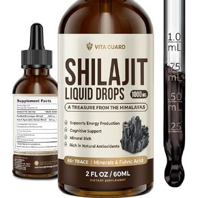 قطرات سائل Himalayan Shilajit-1000 ملغ من دعم الطاقة والمناعة مع 85+ معادن تتبع وحمض الفولفيك-القوة ، مكمل حيوية للرجال والنساء-العرض 30 يومًا
