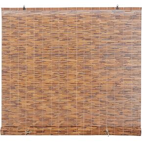 FOREVER BAMBOO Reed Roll Up Blinds Light-Filtering Cord-Free Palapa Shades for Windows Manual Roman Blinds Coffee 60 in W x 72 in H