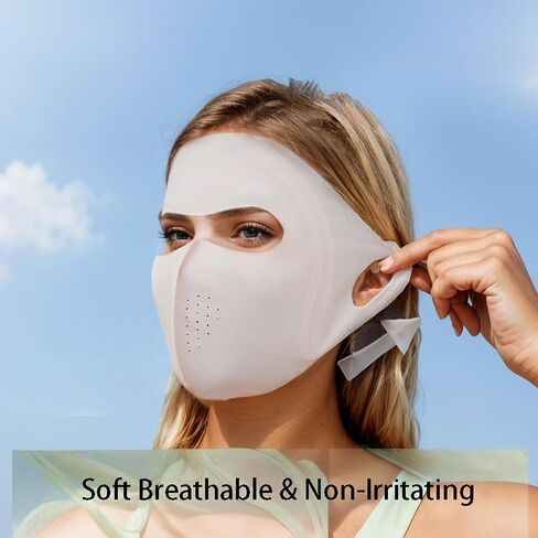 UPF 50+ Sun Protection Face Mask for Women Ice Silk Breathable UV Face Shield Mask Cover for Cycling Hiking Outdoor Sports in Saudi Arabia