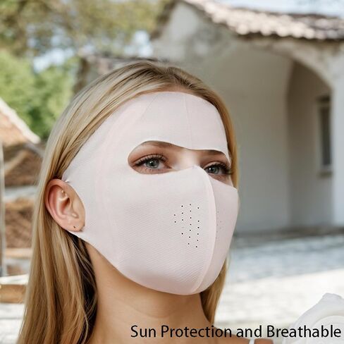 UPF 50+ Sun Protection Face Mask for Women Ice Silk Breathable UV Face Shield Mask Cover for Cycling Hiking Outdoor Sports in Saudi Arabia