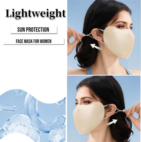 UPF 50+ Sun Protection Face Mask for Women Ice Silk Breathable UV Face Shield Mask Cover for Cycling Hiking Outdoor Sports in Saudi Arabia