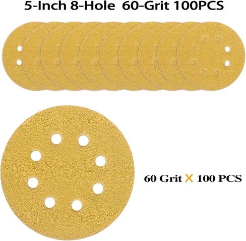 165 PCS 5 Inch Sanding Discs,Round Hook and Loop Sandpaper for Random Orbital Sander 40 60 80 120 150 240 320 400 600 Grit in Saudi Arabia