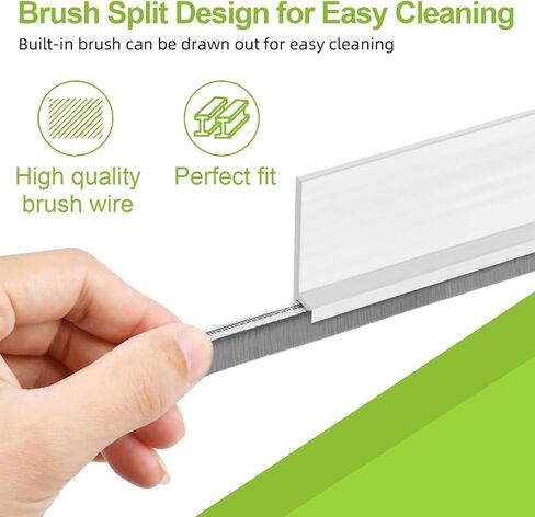 2 PCS Door Brush Bottom Sweep, Door Sweep for Bottom, Draft Stopper for Dust/Noise/Hot or Cold Air Insulation, 2" W x 39" L, White in Saudi Arabia